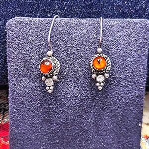 Vintage Sterling Silver Baltic Amber Earrings